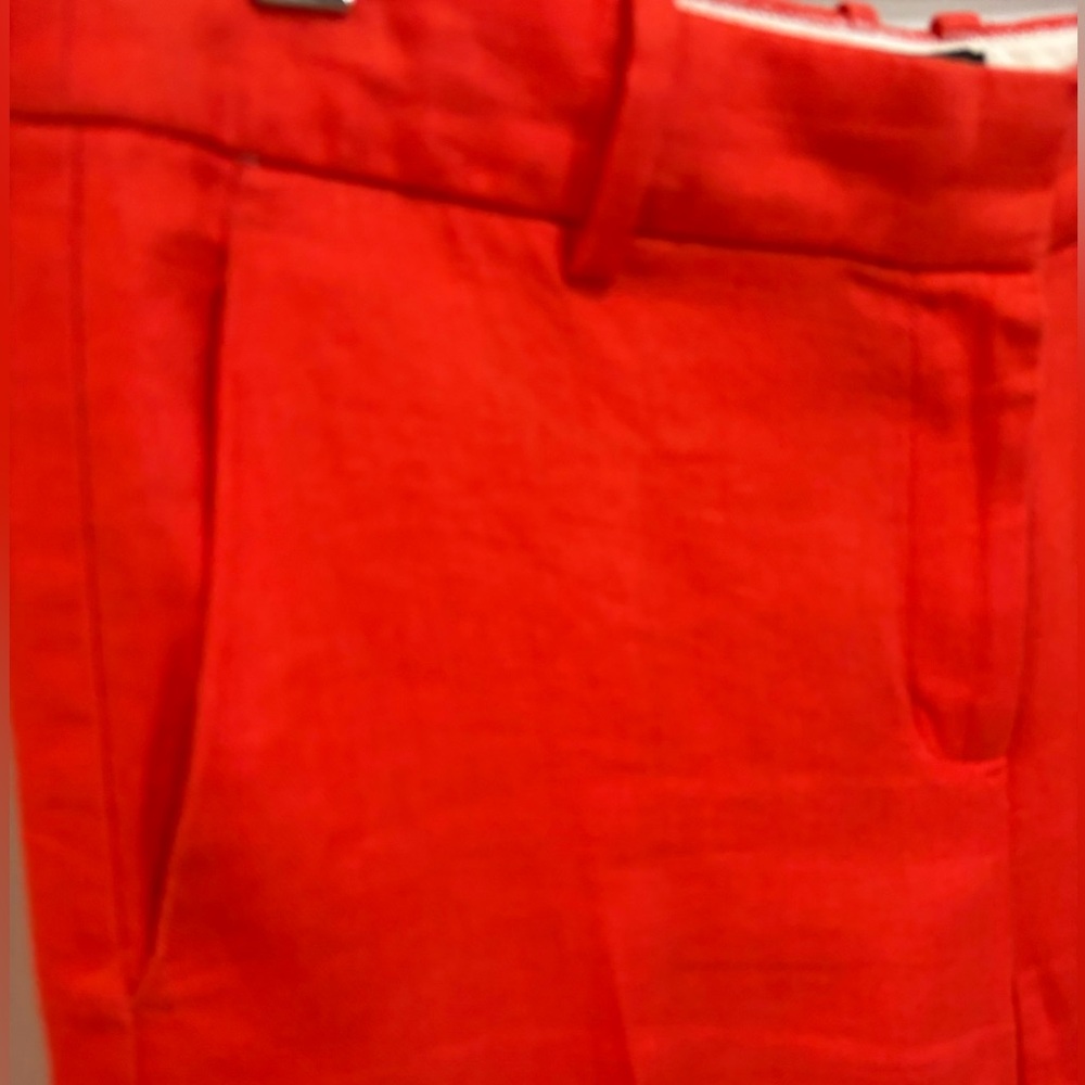 J.Crew 100% Linen Wide Leg Cropped Trousers in Poppy Red. Size 4. - Picture 3 of 6